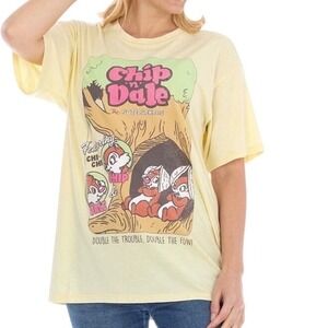 Disney Chip n Dale Graphic Tee 2X Yellow Vintage Style Shirt New